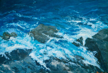 Peinture intitulée "Dark Aegen sea - ro…" par Dina Aseeva, Œuvre d'art originale, Acrylique