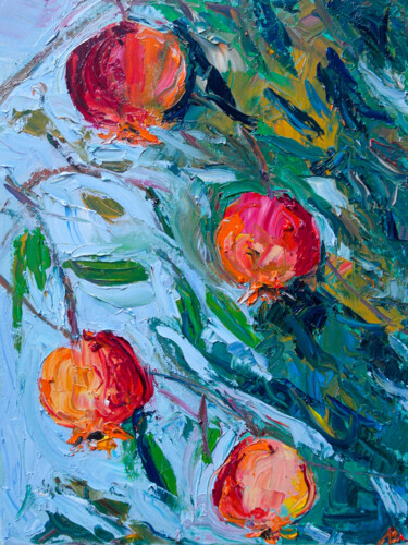 Peinture intitulée "Pomegranates - frui…" par Dina Aseeva, Œuvre d'art originale, Huile Monté sur Châssis en bois