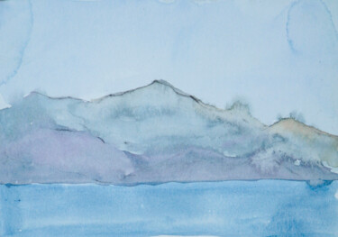 Painting titled "Sea and mountains m…" by Dina Aseeva, Original Artwork, Watercolor