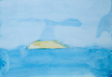 Malerei mit dem Titel "Island on blue - mi…" von Dina Aseeva, Original-Kunstwerk, Aquarell