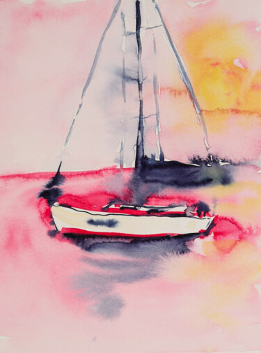Malerei mit dem Titel "Sunset celebration…" von Dina Aseeva, Original-Kunstwerk, Aquarell