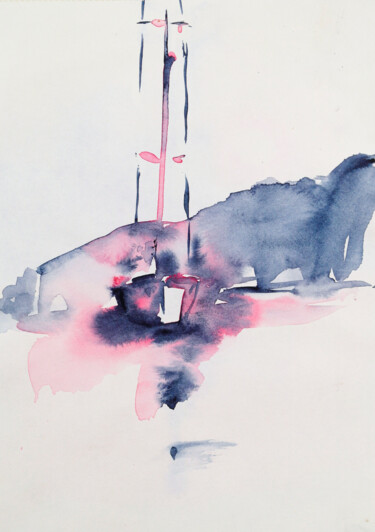 Malarstwo zatytułowany „Rose and indigo - m…” autorstwa Dina Aseeva, Oryginalna praca, Akwarela