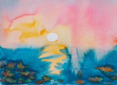 Peinture intitulée "One more sunset - c…" par Dina Aseeva, Œuvre d'art originale, Aquarelle