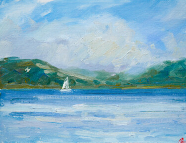 Painting titled "November - calm sea…" by Dina Aseeva, Original Artwork, Oil