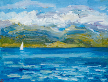 Peinture intitulée "Sailing in winter -…" par Dina Aseeva, Œuvre d'art originale, Huile