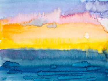 "Sunset in the sea -…" başlıklı Tablo Dina Aseeva tarafından, Orijinal sanat, Suluboya