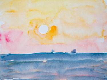 Painting titled "Before sunset - shi…" by Dina Aseeva, Original Artwork, Watercolor