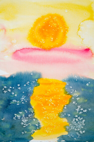 Картина под названием "Before sunset - vib…" - Dina Aseeva, Подлинное произведение искусства, Акварель