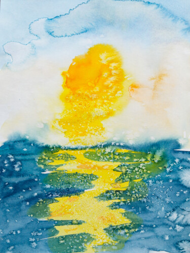 Malarstwo zatytułowany „Before sunset - mag…” autorstwa Dina Aseeva, Oryginalna praca, Akwarela