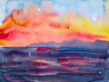 Картина под названием "After the sunset in…" - Dina Aseeva, Подлинное произведение искусства, Акварель
