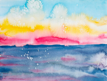 Peinture intitulée "After the sunset -…" par Dina Aseeva, Œuvre d'art originale, Aquarelle