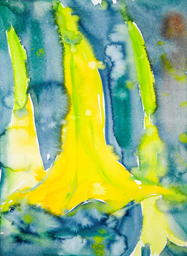 Painting titled "Yellow - vibrant wa…" by Dina Aseeva, Original Artwork, Watercolor