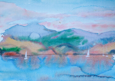 Painting titled "Gentle evening with…" by Dina Aseeva, Original Artwork, Watercolor
