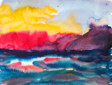 Картина под названием "Sunset near Dalaman…" - Dina Aseeva, Подлинное произведение искусства, Акварель