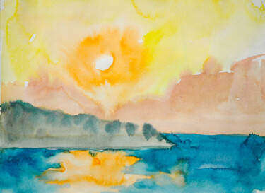 Painting titled "End of the day - su…" by Dina Aseeva, Original Artwork, Watercolor