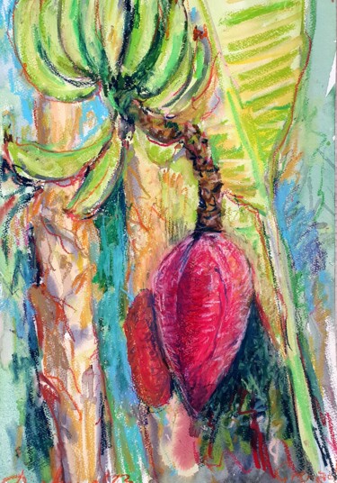 Malerei mit dem Titel "Banana flower" von Dina Aseeva, Original-Kunstwerk, Aquarell