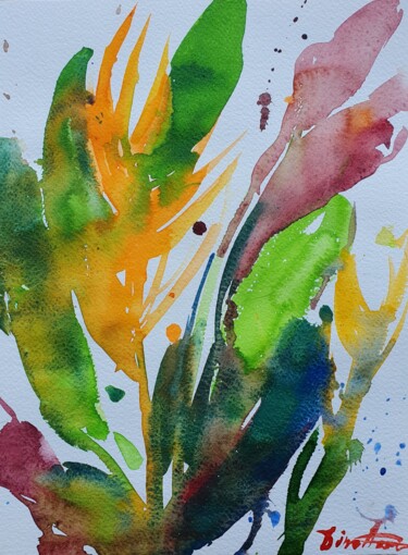 Schilderij getiteld "Tropical fantasy -…" door Dina Aseeva, Origineel Kunstwerk, Aquarel