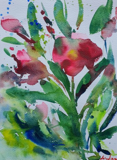 Pintura titulada "Oleander" por Dina Aseeva, Obra de arte original, Acuarela