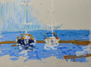 Pittura intitolato "Evening in Le Blue…" da Dina Aseeva, Opera d'arte originale, Pastello