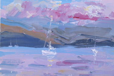 Malerei mit dem Titel "Crimson in the sky" von Dina Aseeva, Original-Kunstwerk, Acryl
