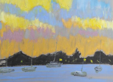 Painting titled "Carribean - yachts…" by Dina Aseeva, Original Artwork, Pastel