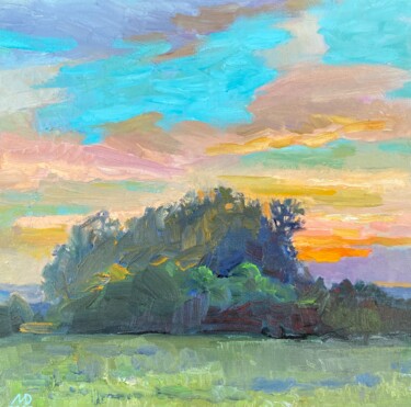Painting titled "Gentle sunset" by Dina Marholina, Original Artwork, Oil