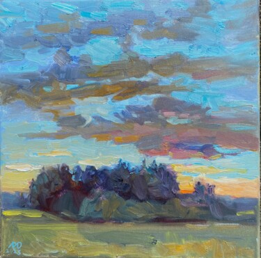 Painting titled "Sunset" by Dina Marholina, Original Artwork, Oil
