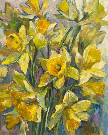 Картина под названием "“Daffodils”" - Dina Marholina, Подлинное произведение искусства, Акрил
