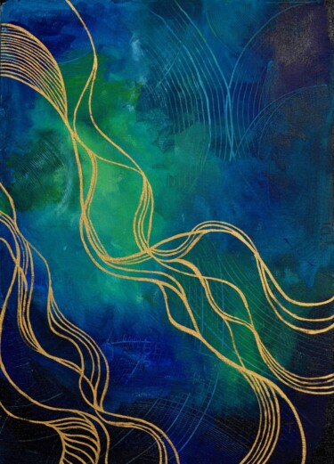 Картина под названием "golden threads" - Dina Telesheva, Подлинное произведение искусства, Акрил