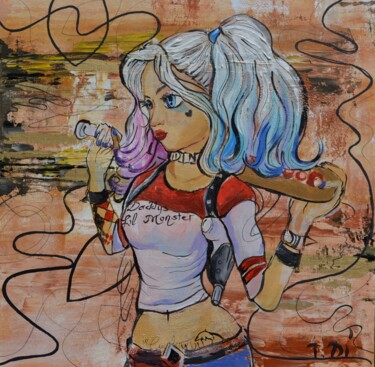 绘画 标题为“harly Quinn” 由Dina Telesheva, 原创艺术品, 丙烯 安装在纸板上