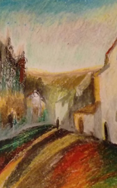 Painting titled "Village" by Dina Khabibullina (Dina Adagio), Original Artwork, Pastel