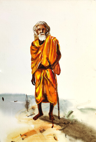 Painting titled "Untitled 1" by Dinabandhu Marandi, Original Artwork, Watercolor