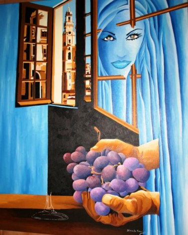 Painting titled "Porto Versus Porto" by Dina De Souza, Original Artwork, Oil