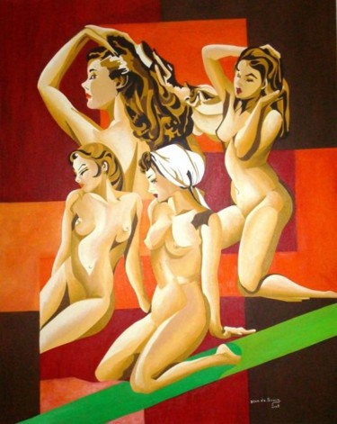 Painting titled "Trilogia da Mulher" by Dina De Souza, Original Artwork, Oil