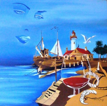 Painting titled "Porto de honra" by Dina De Souza, Original Artwork, Oil