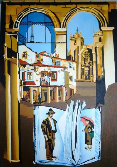 Painting titled "Os Senhores do Porto" by Dina De Souza, Original Artwork, Oil