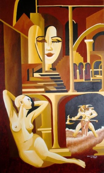 Painting titled "Labirinto" by Dina De Souza, Original Artwork, Oil