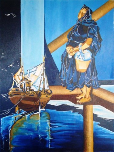 Pintura intitulada "A Velha Saudade" por Dina De Souza, Obras de arte originais, Óleo