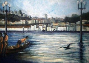 Pintura intitulada "As Cheias do Douro" por Dina De Souza, Obras de arte originais, Óleo