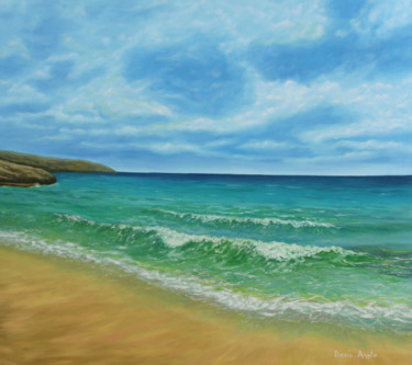 Painting titled "Sandy Beach" by Dinara Aristo, Original Artwork, Oil