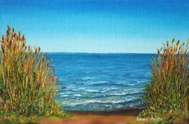 Painting titled "Lakeshore" by Dinara Aristo, Original Artwork, Oil