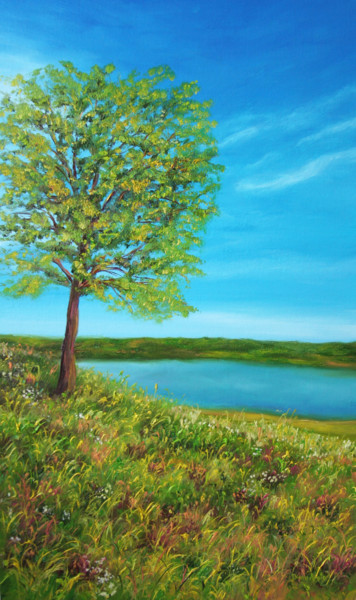 Картина под названием "One summer day" - Dinara Aristo, Подлинное произведение искусства, Масло