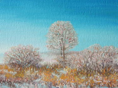 Painting titled "Winter landscape" by Dinara Aristo, Original Artwork, Oil