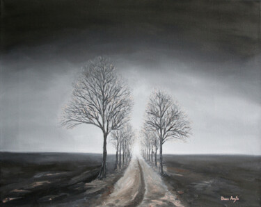 Malerei mit dem Titel "Provincial road" von Dinara Aristo, Original-Kunstwerk, Öl