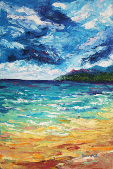 Картина под названием "Dreaming of the sea" - Dinara Aristo, Подлинное произведение искусства, Масло