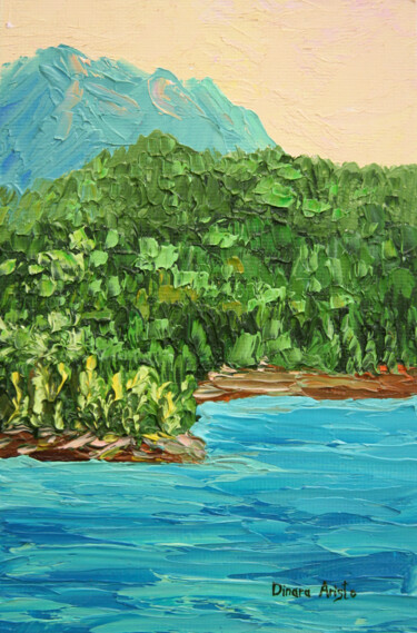 Pintura intitulada "Green Canyon" por Dinara Aristo, Obras de arte originais, Óleo
