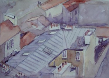 Peinture intitulée "Les toits de Paris" par Jamart, Œuvre d'art originale