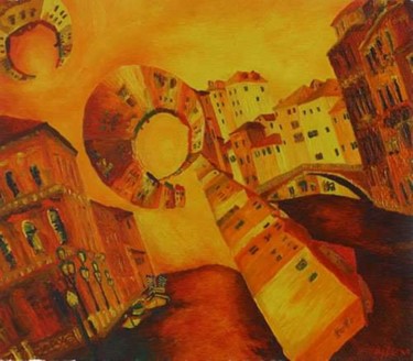 Painting titled "Distorted Venice" by Dino "Magnificent" Bakić D V B, Original Artwork, Oil