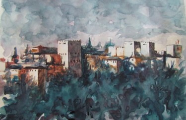 Pintura intitulada "Alhambra" por Diogo Mariscal, Obras de arte originais, Aquarela