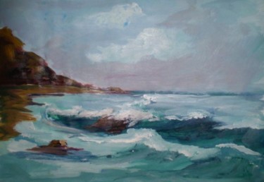 Pittura intitolato "Praia no inverno (…" da Diogo Mariscal, Opera d'arte originale, Acrilico